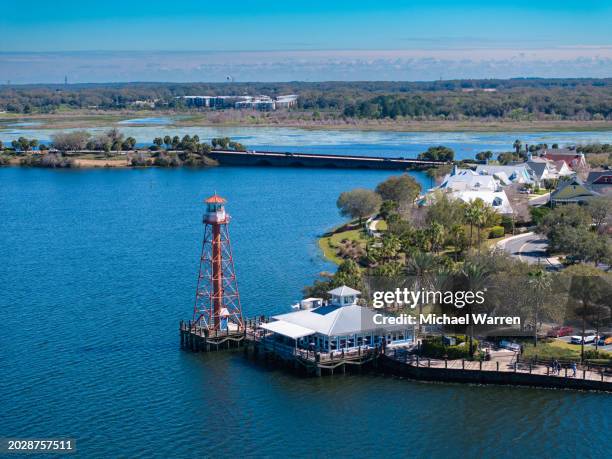 the villages, florida - lake sumter lighthouse - orlando florida aerial stock pictures, royalty-free photos & images