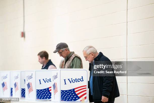People vote during the South Carolina Republican presidential primary at Kilbourne Baptist Church on February 24, 2024 in Columbia, South Carolina....