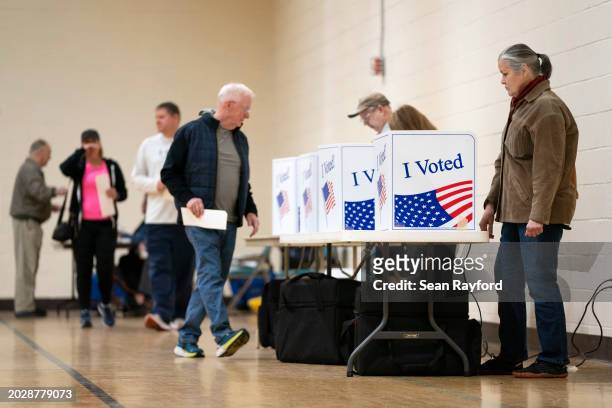 People vote during the South Carolina Republican presidential primary at Kilbourne Baptist Church on February 24, 2024 in Columbia, South Carolina....