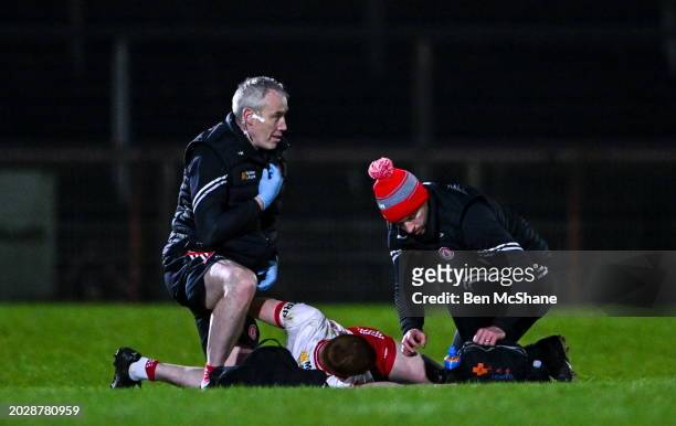 Northern Ireland , United Kingdom - 24 February 2024; Seanie O'Donnell of Tyrone receives medical attention during the Allianz Football League...