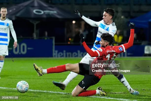 Ricardo Pepi of PSV scores his goal to make it 1-7 during the Dutch Eredivisie match between PEC Zwolle v PSV at the MAC3PARK Stadium on February 24,...