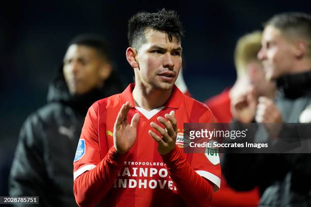 Hirving Lozano of PSV during the Dutch Eredivisie match between PEC Zwolle v PSV at the MAC3PARK Stadium on February 24, 2024 in Zwolle Netherlands