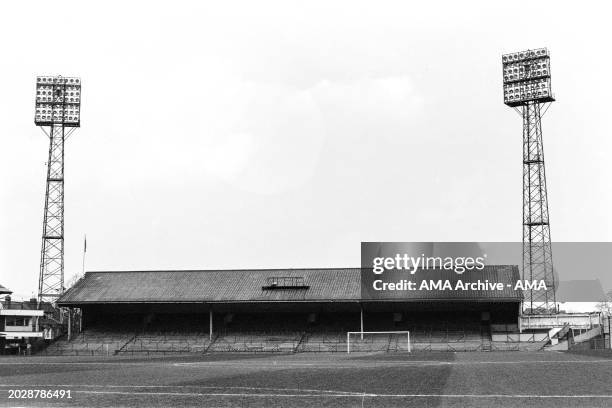 General internal view of stadium Wolverhampton Wanderers from in The North Bank terrace at Molineux Stadium terrace at 26 April 1986 in...