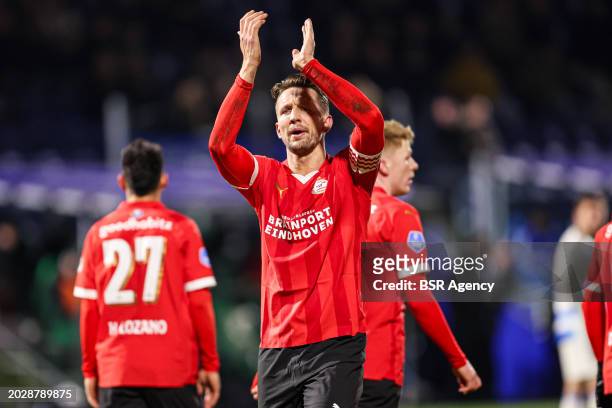 Luuk de Jong of PSV thanks the fans during the Dutch Eredivisie match between PEC Zwolle and PSV at MAC3PARK Stadion on February 24, 2024 in Zwolle,...