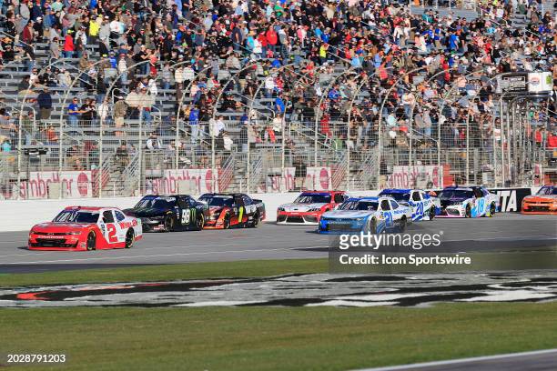 Jesse Love leads during the NASCAR Xfinity Series RAPTOR King of Tough 250 race on Saturday February 24, 2024 at the Atlanta Motor Speedway in...