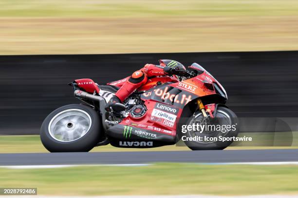 Nicolo Bulega of Italy on the Aruba.it Racing - Ducati Ducati Panigale V4R during Saturday practice at the Australian Motul FIM World Superbike...