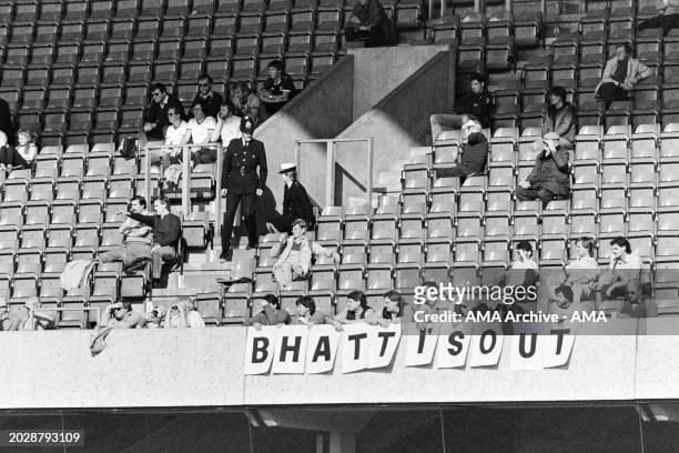 Police watch over fans of in The John Ireland Stand, Wolverhampton Wanderers protest against Bhatti brothers, Mahmud Al-Hassan Bhatti and Mohammed...