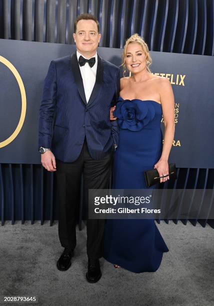 Brendan Fraser and Catriona McKenzie at the 30th Annual Screen Actors Guild Awards held at the Shrine Auditorium and Expo Hall on February 24, 2024...