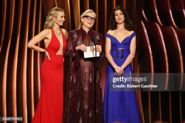 Los Angeles, CA Emily Blunt, Meryl Streep and Anne Hathaway photographed during the 30th Screen Actors Guild Awards in Shrine Auditorium and Expo...