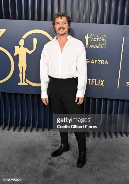 Pedro Pascal at the 30th Annual Screen Actors Guild Awards held at the Shrine Auditorium and Expo Hall on February 24, 2024 in Los Angeles,...