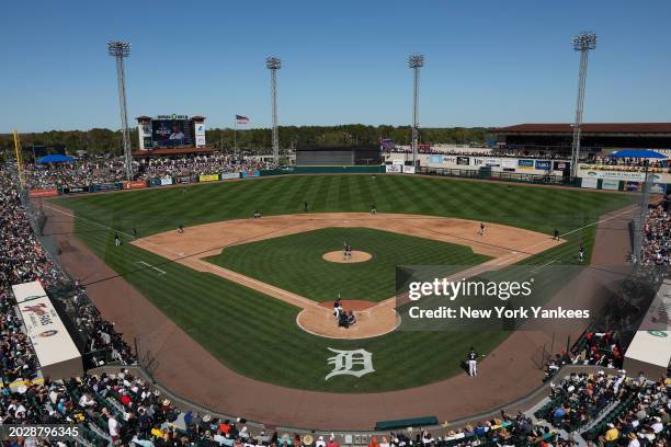 An overall view of the game between the New York Yankees and Detroit Tigers during a spring training game against the Detroit Tigers at Publix Field...