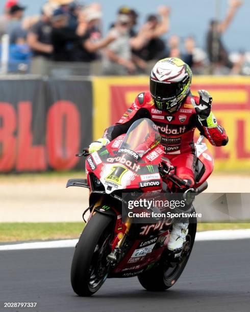 Alvaro Bautista of Spain on the Aruba.it Racing - Ducati Ducati Panigale V4R during the Australian Motul FIM World Superbike Championships at the...