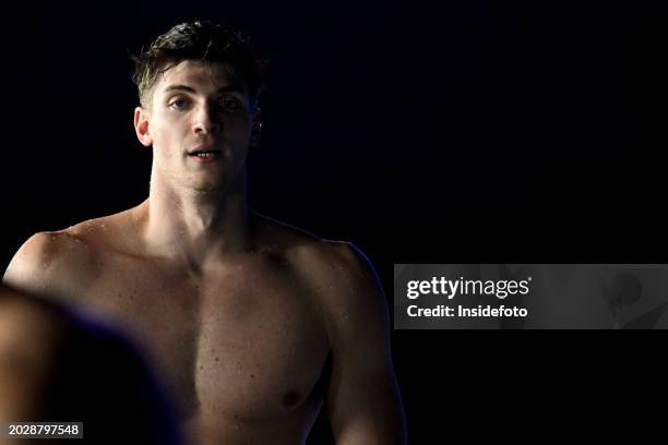 Alessandro Miressi of Italy reacts after competing in the swimming 100m Freestyle Men Final during the 21st World Aquatics Championships. Alessandro...