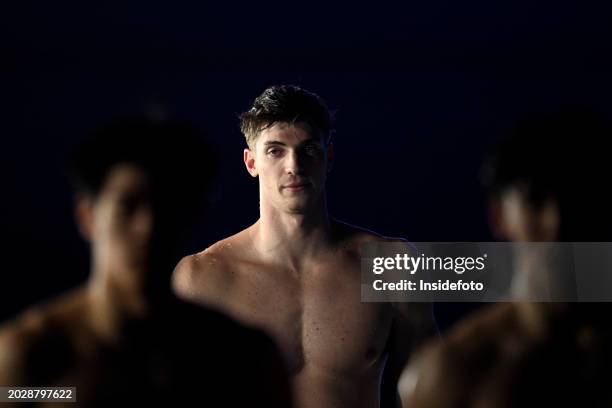 Alessandro Miressi of Italy reacts after competing in the swimming 100m Freestyle Men Final during the 21st World Aquatics Championships. Alessandro...