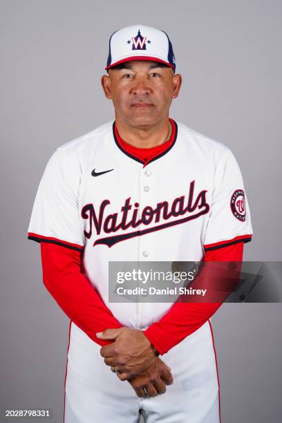 Miguel Cairo of the Washington Nationals poses for a photo during the Washington Nationals Photo Day at Cacti Park at the Palm Beaches on Saturday,...