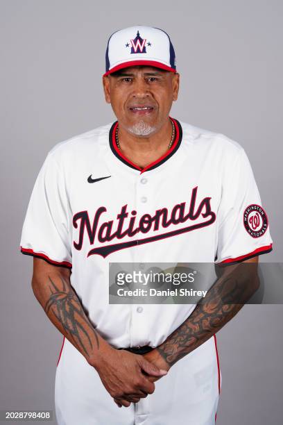 Henry Blanco of the Washington Nationals poses for a photo during the Washington Nationals Photo Day at Cacti Park at the Palm Beaches on Saturday,...