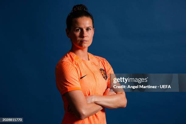 Merel Van Dongen of the Netherlands poses for a portrait prior to the UEFA Women´s Nations League Finals 2024 on February 20, 2024 in Malaga, Spain.