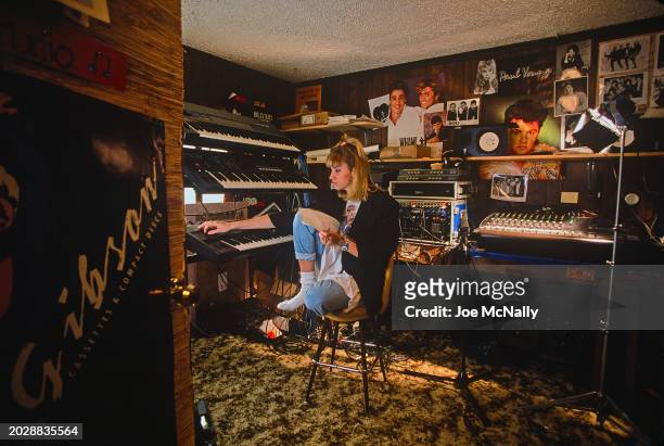 Debbie Gibson, pop musician, relaxing in her dressing room in New York, in 1988.