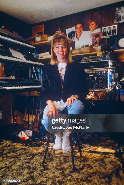 Debbie Gibson, pop musician, relaxing in her dressing room in New York, in 1988.