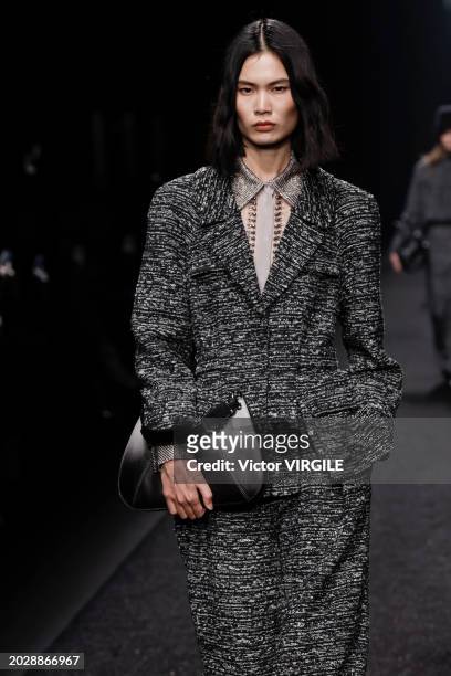 Model walks the runway during the Alberta Ferretti Ready to Wear Fall/Winter 2024-2025 fashion show as part of the Milan Fashion Week on February 21,...