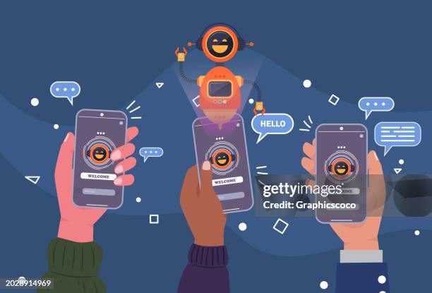 ai chatbot network solutions, seamless data integration. future-ready connectivity. - virtual assistant stock illustrations