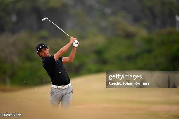 Hayden Hopewell of Australia plays his shot from the fairway on the eleventh hole during day four of the NMB Championship at Humewood Golf Club on...