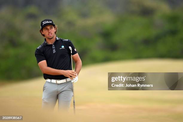 Hayden Hopewell of Australia plays his shot from the fairway on the eleventh hole during day four of the NMB Championship at Humewood Golf Club on...