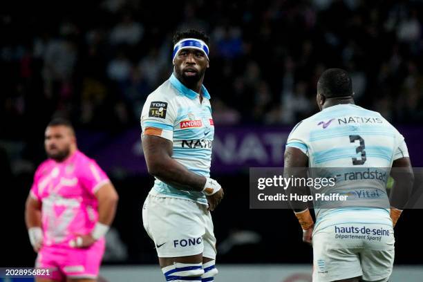 Siya KOLISI of Racing 92 during the Top 14 match between Racing 92 and Stade Francais Paris at Paris La Defense Arena on February 24, 2024 in...