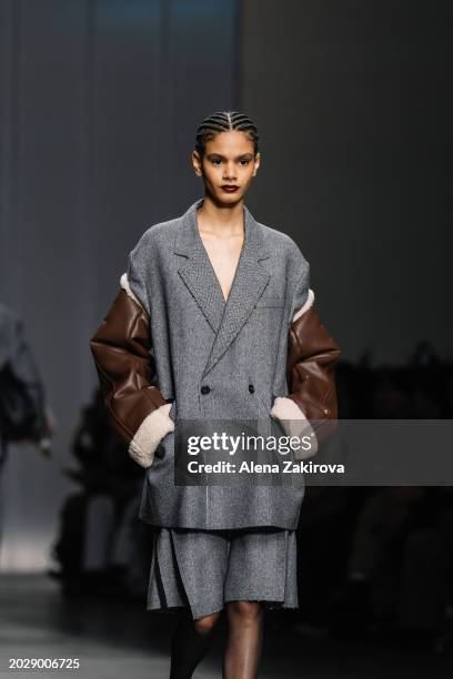 Model walks the runway at the Iceberg fashion show during the Milan Fashion Week Womenswear Spring/Summer 2024 on February 21, 2024 in Milan, Italy.