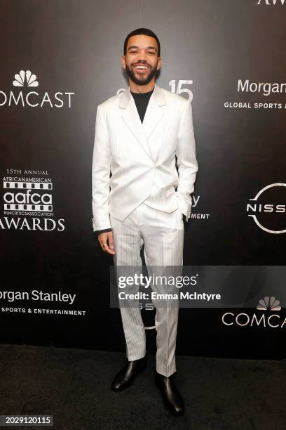 Justice Smith attends the 15th Annual AAFCA Awards at Beverly Wilshire, A Four Seasons Hotel on February 21, 2024 in Beverly Hills, California.