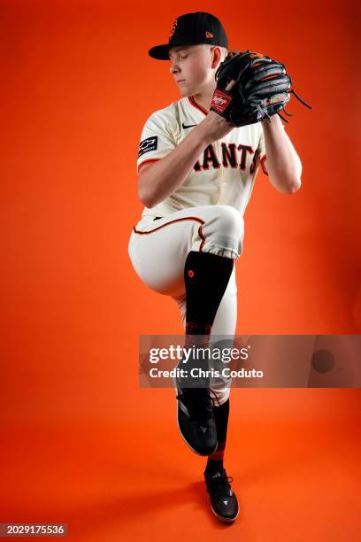 Kyle Harrison of the San Francisco Giants poses during photo day at Scottsdale Stadium on February 21, 2024 in Scottsdale, Arizona.