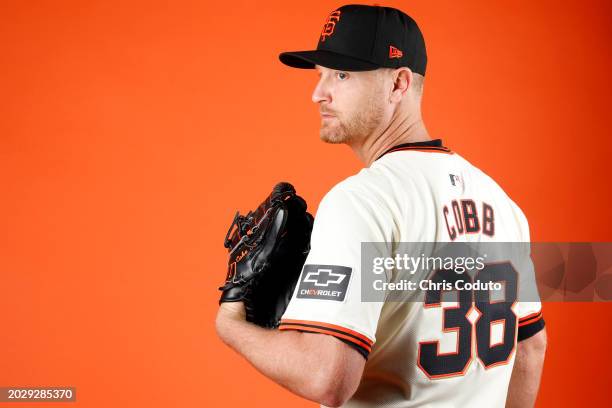 Alex Cobb of the San Francisco Giants poses during photo day at Scottsdale Stadium on February 21, 2024 in Scottsdale, Arizona.