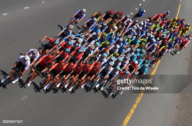 Elia Viviani of Italy and Team INEOS Grenadiers, Brandon McNulty of The United States and Team UAE Emirates - Red Leader Jersey, Tim Merlier of...