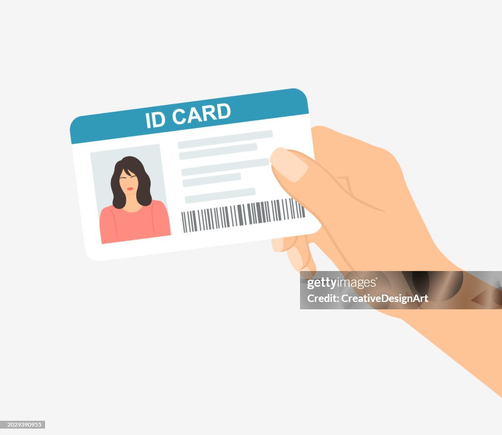 Human Hand Holding Female Id Card Personal Identification High-Res ...