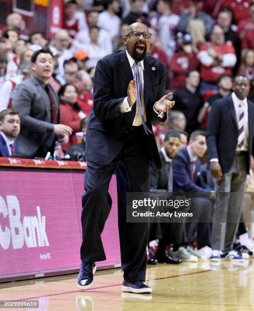 Mike Woodson the head coach of the Indiana Hoosiers in the game against the Nebraska Cornhuskers at Simon Skjodt Assembly Hall on February 21, 2024...