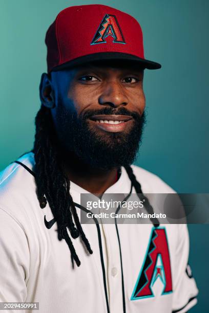 Miguel Castro of the Arizona Diamondbacks sits for a portrait at Salt River Fields at Talking Stick on February 21, 2024 in Scottsdale, Arizona.