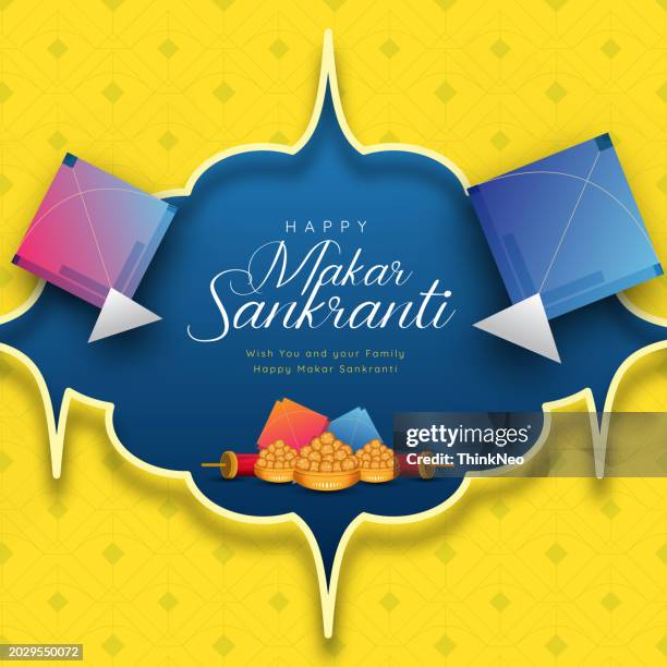 makar sankranti celebration with colorful kites card background - makar sankranti stock illustrations