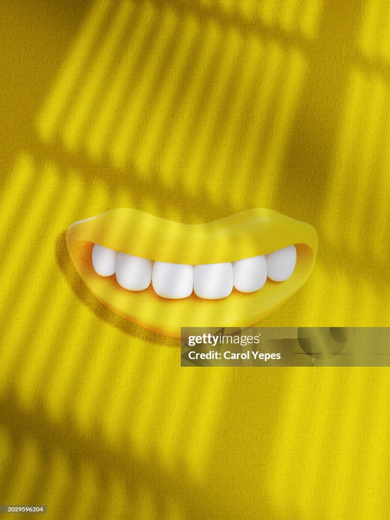 Yellow plasticine teeth and smile