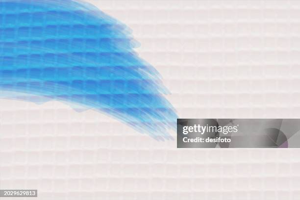 one blue colored brush stroke painted abstract shaped patch over a white color all over waffled pattern textured horizontal vector background - waffle pattern stock illustrations