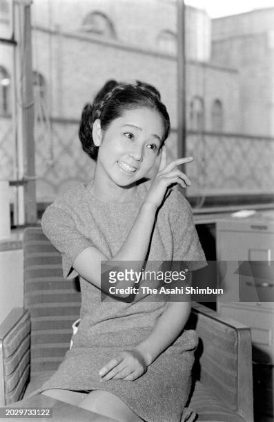 Actor Yoko Yamamoto speaks during the Asahi Shimbun interview circa May 1967 in Tokyo, Japan.