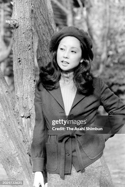 Actor Yoko Yamamoto poses during the Asahi Shimbun interview circa January 1975 in Kamakura, Kanagawa, Japan.