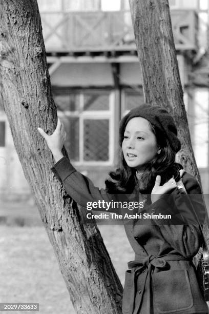 Actor Yoko Yamamoto poses during the Asahi Shimbun interview circa January 1975 in Kamakura, Kanagawa, Japan.