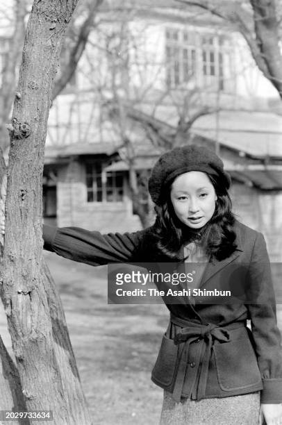 Actor Yoko Yamamoto poses during the Asahi Shimbun interview circa January 1975 in Kamakura, Kanagawa, Japan.