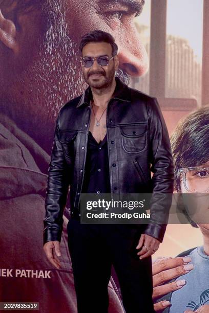 Ajay Devgan attends the trailer launch of film 'Shaitaan' on February 22, 2024 in Mumbai, India.