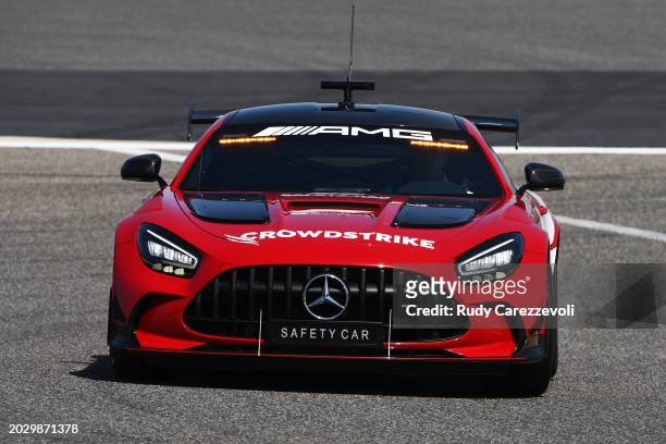 The FIA Safety Car drives on track during day two of F1 Testing at Bahrain International Circuit on February 22, 2024 in Bahrain, Bahrain.