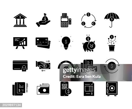 Finance and Banking Solid Icon Set Finance and Banking Solid Icon Set