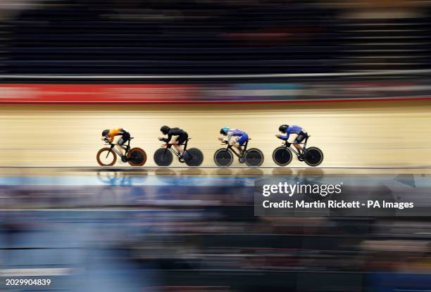 Team WardPerformanceUK.com's Sam Fisher, William Roberts, William Salter and Finlay Tarling in the Men's Team Pursuit Qualifying during day three of...