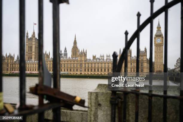 General view of the Houses of Parliament on February 22, 2024 in London, England. Around fifty MPs have entered letters of no confidence in Speaker...