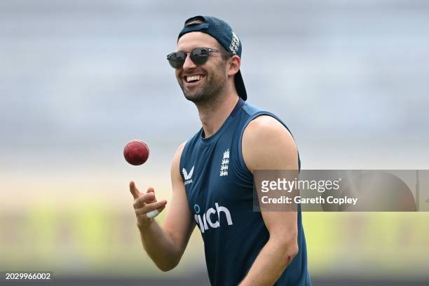 Mark Wood of England during a nets session at JSCA International Stadium Complex on February 22, 2024 in Ranchi, India.