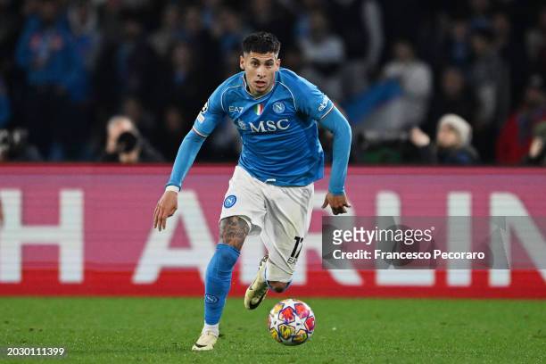 Mathias Olivera of SSC Napoli during the UEFA Champions League 2023/24 round of 16 first leg match between SSC Napoli and FC Barcelona at Stadio...